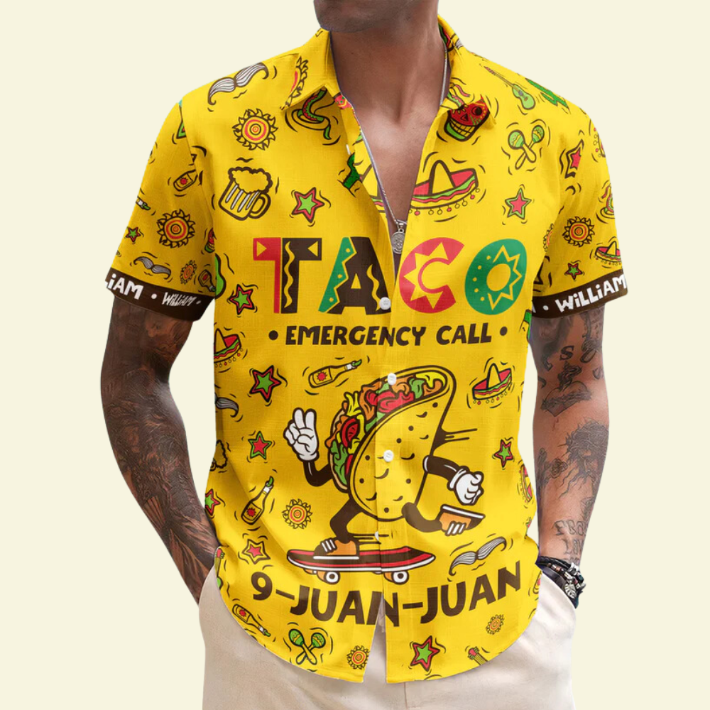 Personalized Taco Emergency Call 9 Juan Juan Mexican Themed Hawaiian Shirt