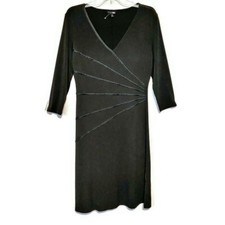 East 5th Little Black Dress Size Medium Fitted 3/4 Sleeve V-Neck Travel Stretchy