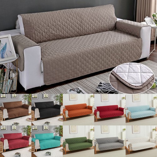 1/2/3 Seater Sofa Protector Slip Covers Quilted Throws Furniture Pet Couch Cover - Picture 2 of 28