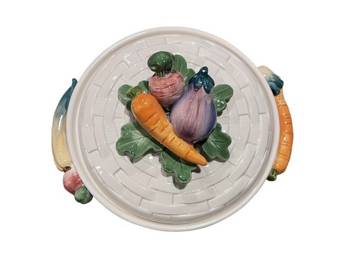 Fitz and Floyd Garden Vegetable 1 Quart Casserole Covered Dish Basketweave - Picture 5 of 9