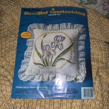 Creative Moments Flower Stencilled Candlewicking Pillow Kit 14x14  8322 Sealed