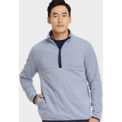 Goodfellow & Co Fleece Pullover Sweatshirt Quarter Zip Blue XXL NWT