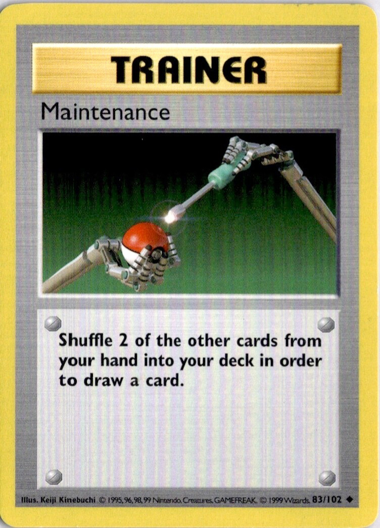Maintenance 1999 WotC US Pokemon Base Set Shadowless 83/102 Uncommon Trainer MP
