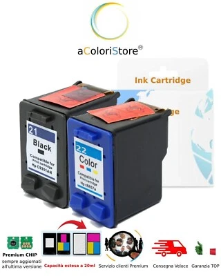 ACOLORISTORE Cartucce stampante hp 21 22 compatibili PSC 1410 DeskJet 3910 D1320 F2140 F2214
