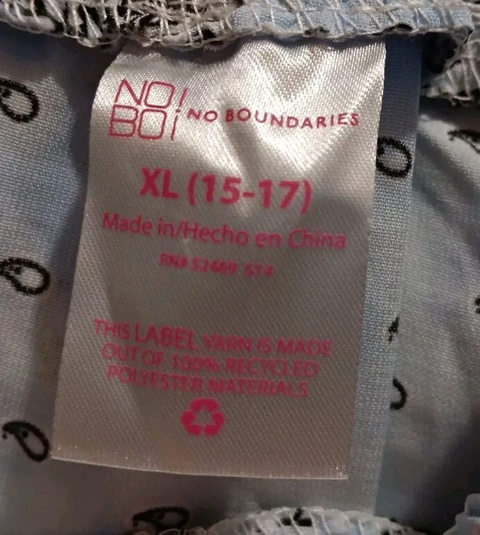 Top No Boundaries Fuera del Hombro Junior Talla XL Lt Azul Paisley Volantes Encaje Foto 3 de 4
