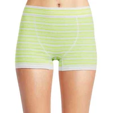 No Boundaries Women's Hi Waist Boyshort Panties Size X-LARGE Citrus Lime Stripe
