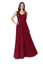 Burgundy Chiffon Formal Bridesmaid Dresses Multiple Sizes Sweetheart Neckline