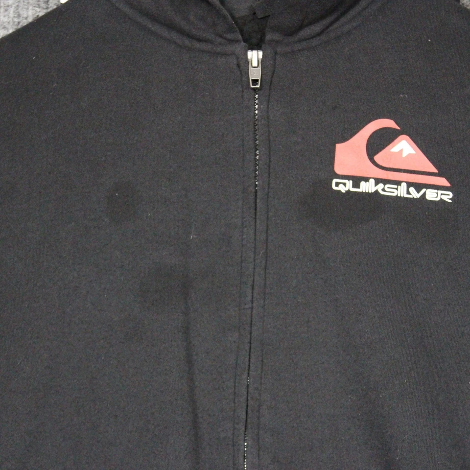 Sudadera con Capucha Quiksilver Niños M Negra Forrada Sherpa Cremallera Completa Y2K Patinador Retro Ropa de Calle Foto 3 de 4