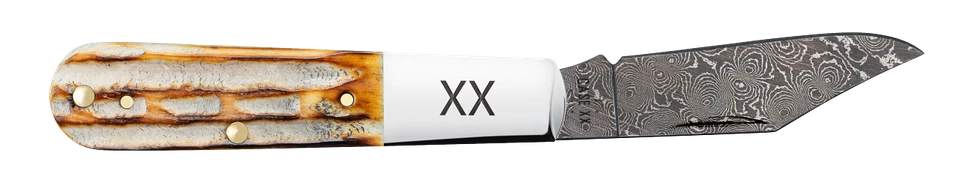 Case xx Knives Barlow Jigged Burnt Natural Bone 27232 Damascus Pocket Knife - Image 4 of 4