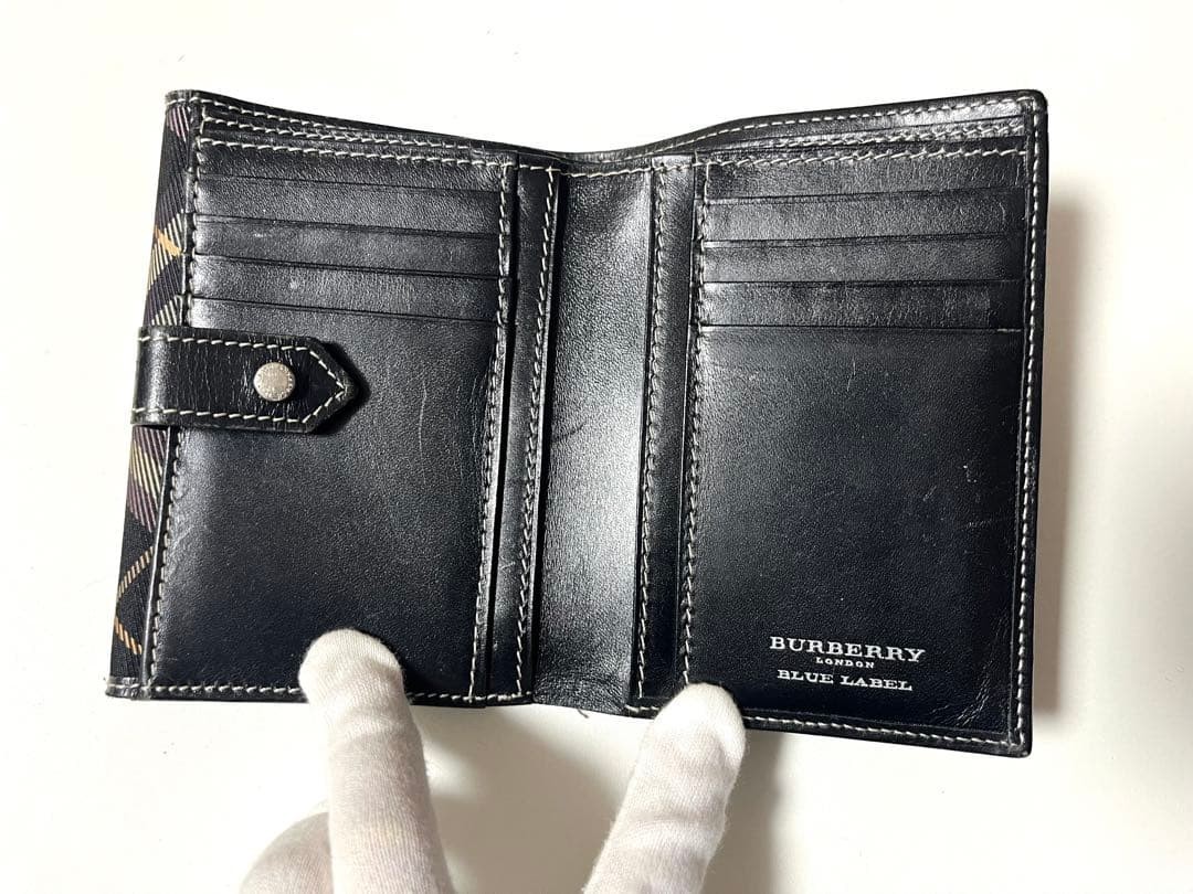 Burberry Blue Label Check Compact Wallet Trifold Nova Check Ladies