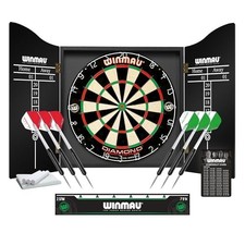 Diamond Plus 22in Bristle Sisal Dartboard Cabinet Set 2 Dart Sets Scoreboard