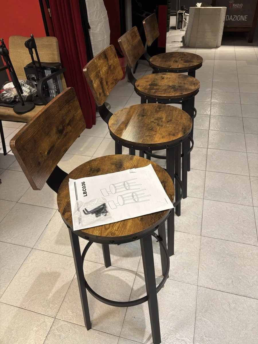 Set Di 4 Sgabelli Da Bar Girevoli Altezza Bancone - Moderni In Plastica E Metallo, Bianco, Altezza Seduta 61 Cm - 2