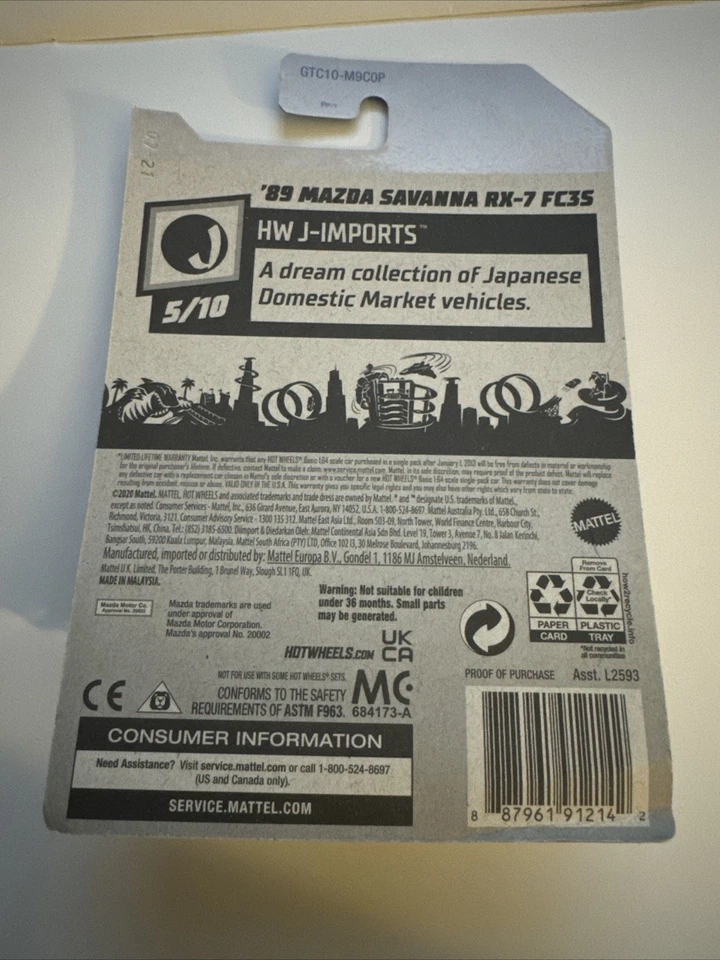 Mazda Savanna RX-7 FC3S azul oscuro Hot Wheels 2021 HW J-Imports '89 Foto 2 de 2