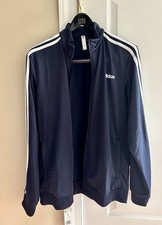 NEW ADIDAS MEN'S ESSENTIALS 3 STRIPES TRICOT TRACK JACKET SIZE LARGE NAVY