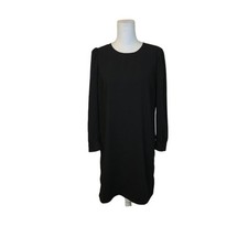 Old Navy NWT Long Sleeve Shift Dress Women Size Medium Black Classic LBD Preppy 