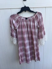 WIN WIN Half Sleeve Lace Tunic Top Blouse Size S-M Off The Shoulder