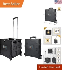 Durable Black Telescopic Tool Cart, 80 lb Load Capacity, Collapsible for Storage