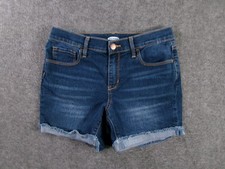 Old Navy Shorts Girls 14 Dark Wash Stretch Denim Midrise Cuffed Frayed Hem