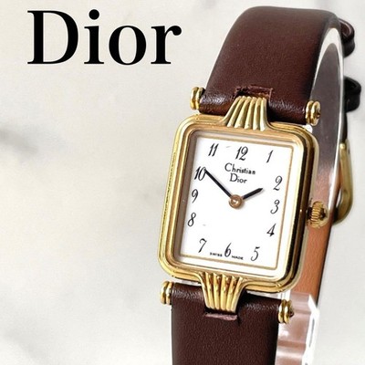 Christian Dior Gold Square Antique Watch Working Used From Japan