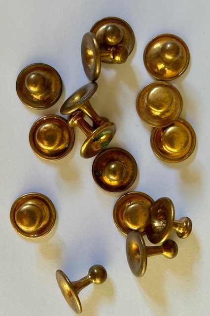 RARE! 15 Antique Metal/Brass  Victorian Edwardian Shirt Studs Collar Buttons