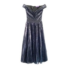 Ralph Lauren Purple Label Camari Sequin Tulle Cocktail Dress Sz 4 Black Italy
