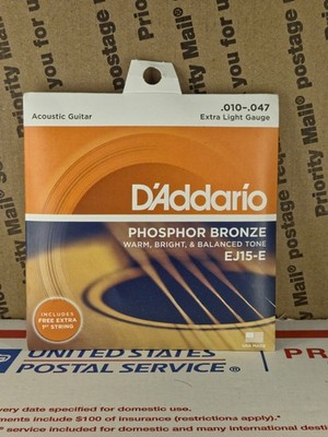 D'Addario EJ15-E  Acoustic Guitar Strings .010-.047 Extra Light Gague 