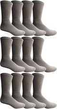 12 PK of Yacht  Smith Kids Premium Cotton Crew Socks - Gray 6-8 Boys Crew Sock