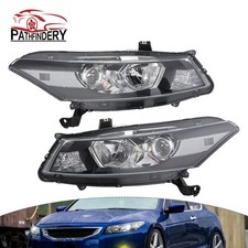 Pair For 2008-2012 Honda Accord Coupe Halogen Projector Black Clear Headlights