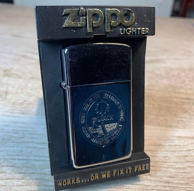 Zippo oil lighter beautiful Zippo lighter Guam emblem slim 1989 free shipping