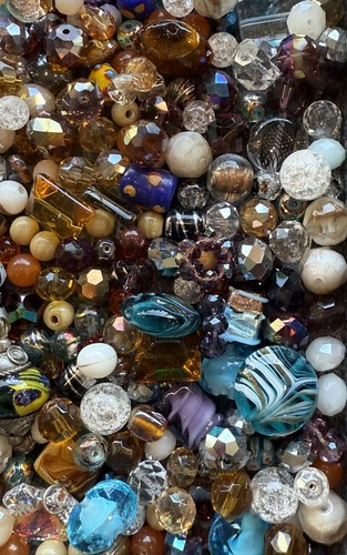 Beads 250 + Multicolor Art Glass Assorted Shapes & Designs Crafting or Jewelry - Picture 4 of 10