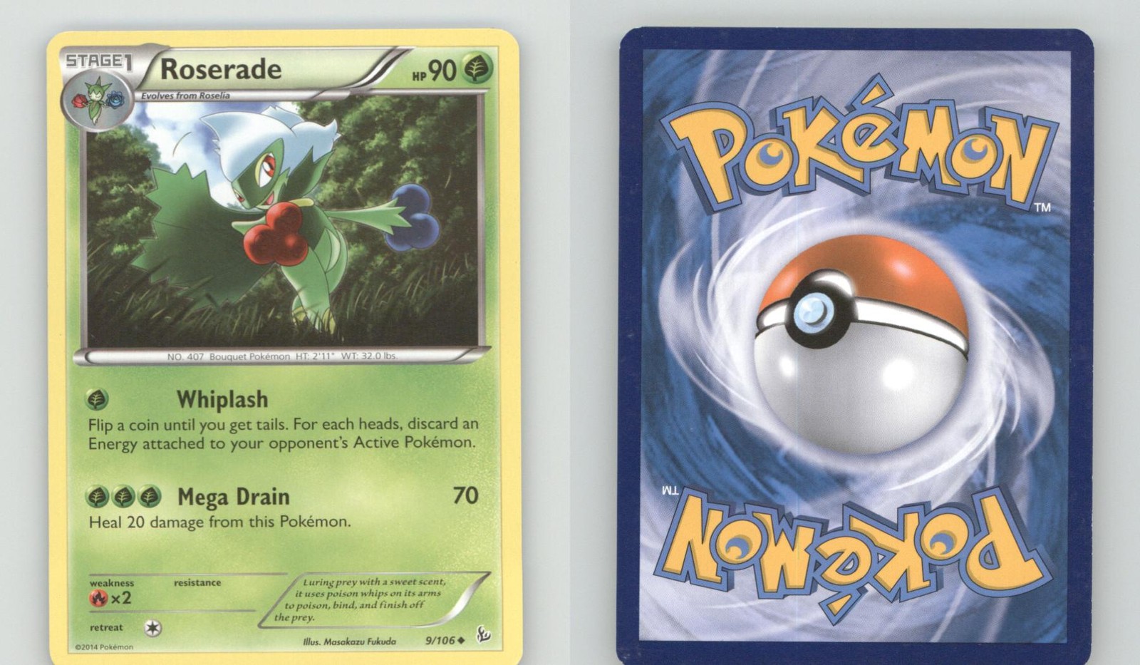 ROSERADE 9/106 UNCOMMON FLASHFIRE POKEMON LIGHTLY PLAYED