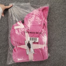 NEW Victorias Secret Bathrobe Womens M Medium Pink Velour Short Plush Robe