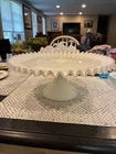 Vintage Fenton Silver Crest Milk Glass Cake Pedestal Plate Platter