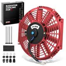 12" CAR/TRUCK RED SLIM ELECTRIC PULL/PUSH RADIATOR RACING COOLING FAN+BRACKETS