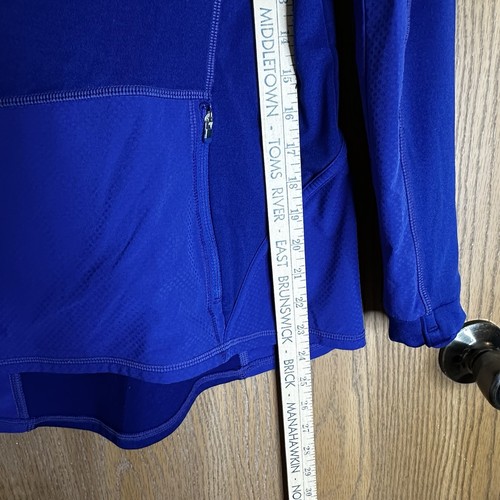 Athleta Damen Top Gr. XS Stretch Hoodie Daumenschlaufe Athleisure Taschen blau - Bild 8 von 10