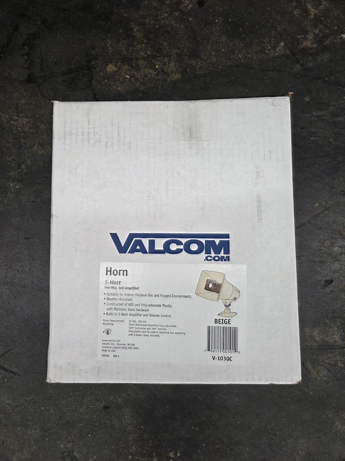 Valcom V-1030c 5 Watt 1 Way Voice Paging Horn Beige Opened Box NEW