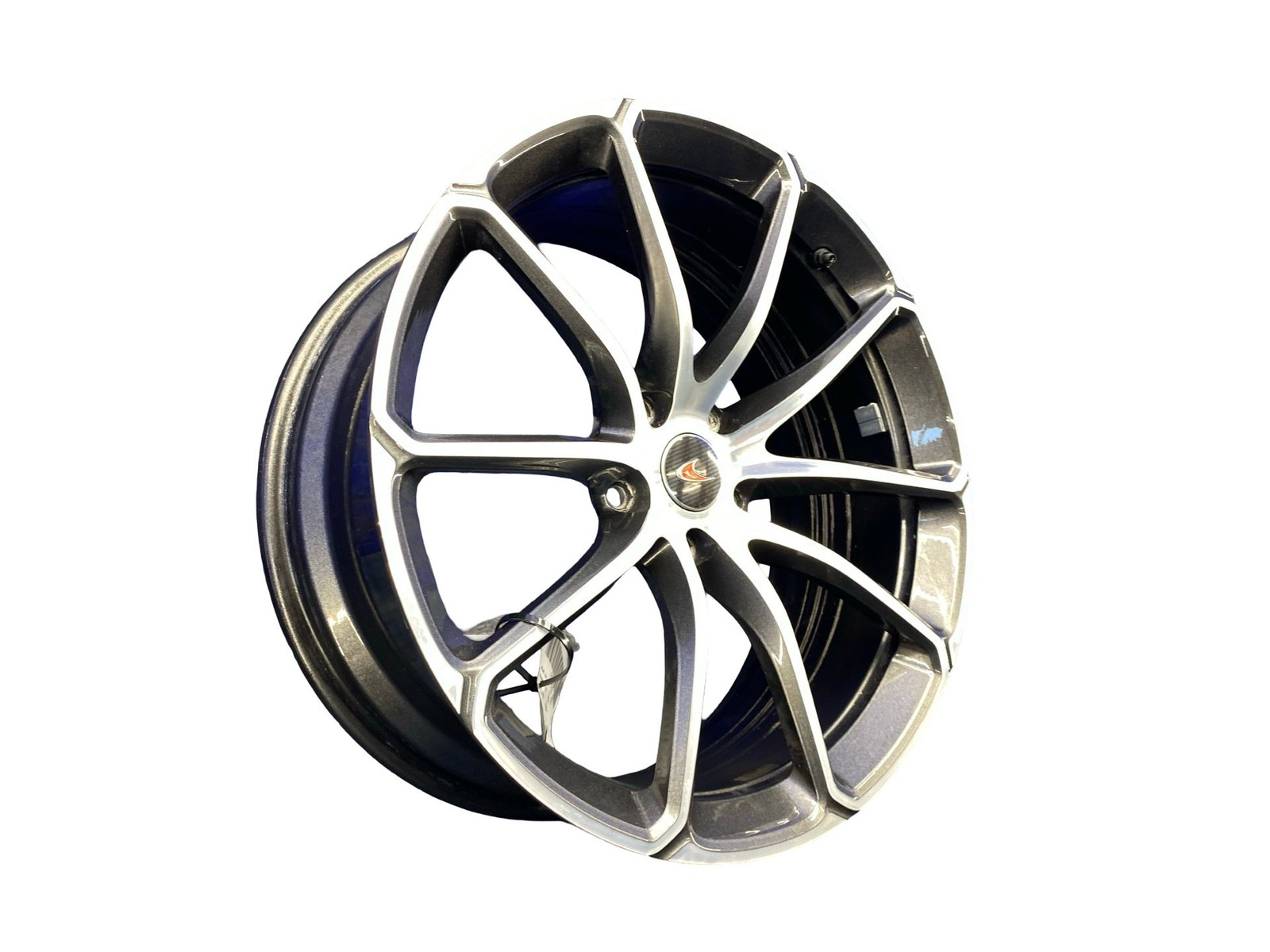 2016-2021 Mclaren 570s 19X8 5 V Spoke Wheel Rim Silver W/ Carbon Fiber Caps