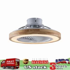 20" Modern Flush Mount Ceiling Fan Light LED Dimmable Chandelier Lamp W/ Remote