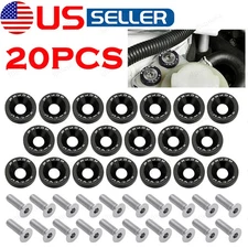 20PC JDM Billet Aluminum Fender Bumper Washer Bolt Engine Bay Dress Up Kit Black