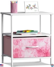 Sorbus 1-Drawer Nightstand - Kids' Bedside Table with Steel Frame & Wood Top