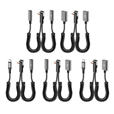 2 in 1 90 Degree Elbow USB Type C Spring Data Cord 90 Degree Elbow 66W