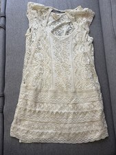 American Eagle Lace Dress Boho Cream Sleeveless Festival Size L NWT