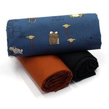 Baumwollstoff Druck + 2x Baumwollstoff Uni je 0,5m Stoffpaket Frösche Set 11