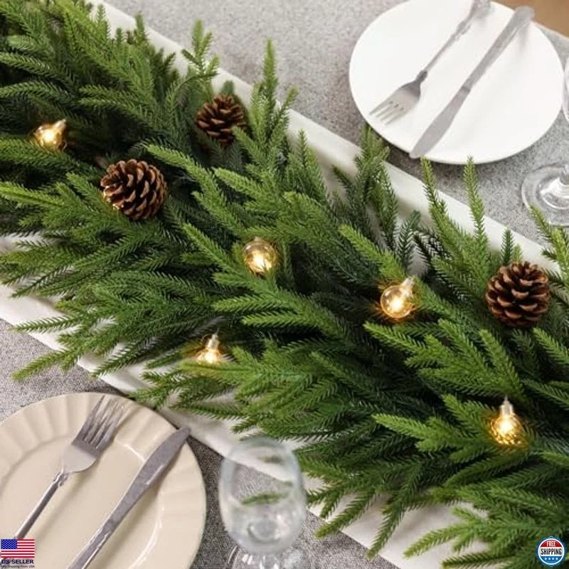 Guirnalda artificial de pino Norfolk de 5 pies - imitación verde realista para decoración navideña Foto 3 de 4