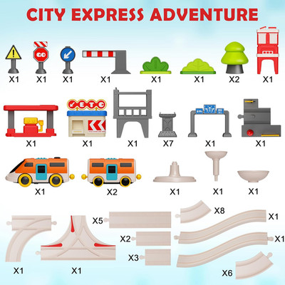 Urban Rail Train Set for Kids,55 pcs Electric Train Set Simulate City Transpo...