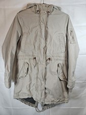 Timberland Beige/Tan Mt. Kelsey Parka Jacket Hood Fleece Lined Utility Cargo