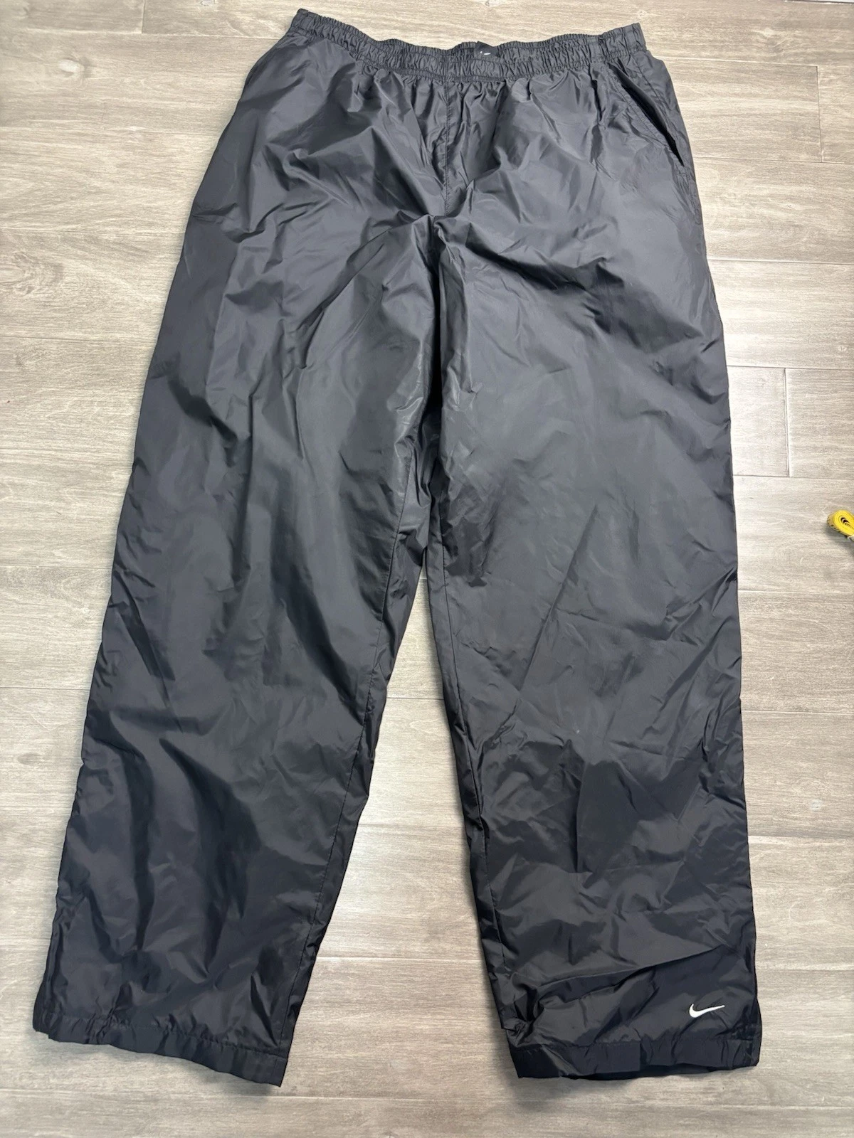 Vintage 90s Nike Black Tag Nylon Track Pants Black Windbreaker XXL Baggy Zip