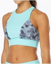 TYR Womens Amira Bikini Top Active Swimwear Maximum Support Blue Gray XL 14/16
