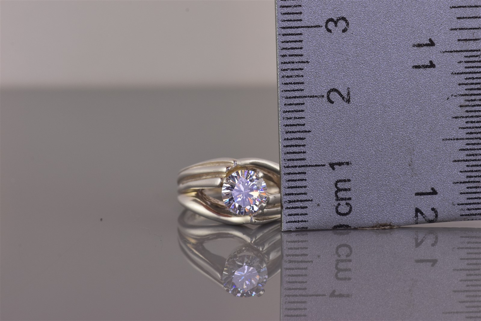 Diamonique Sterling Silver Cubic Zirconia Triple Split Rib Band Ring 925 Sz: 6