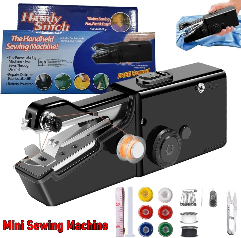 Mini Sewing Machine Handheld Cordless Hand Held Portable Easy Home Stitch Sew US